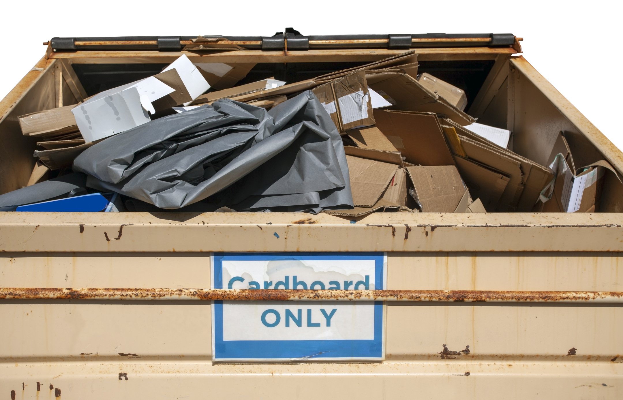 Recycling dumpster bin, Cardboard, Materials recovery.